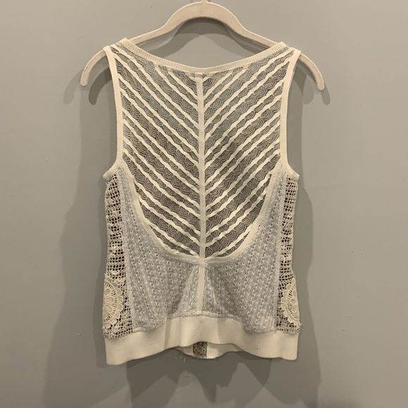 Byron Lars Beauty Mark Sleeveless Mixed Lace Knit Tank Top - Picture 2 of 4